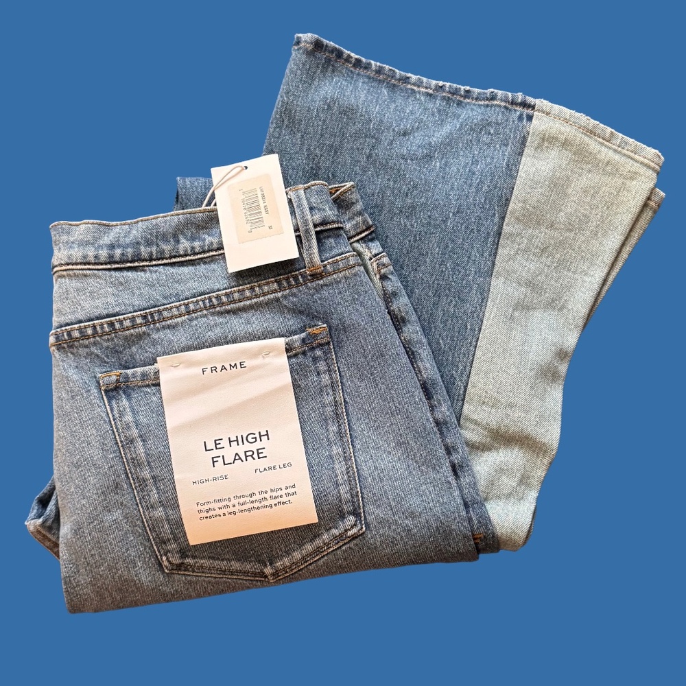 Frame Denim NWT - Le High Flare Diagonal Block in Kingsley, Size 30 - Picture 5 of 6